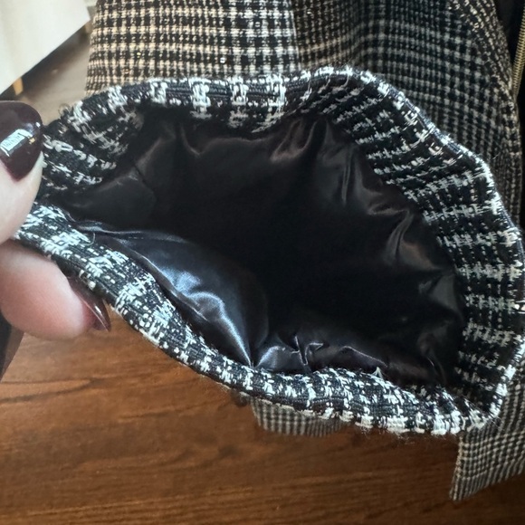 Herno Women’s Button Zip Front Glen Plaid Down Quilted Jacket Black White IT 46 - Picture 12 of 16